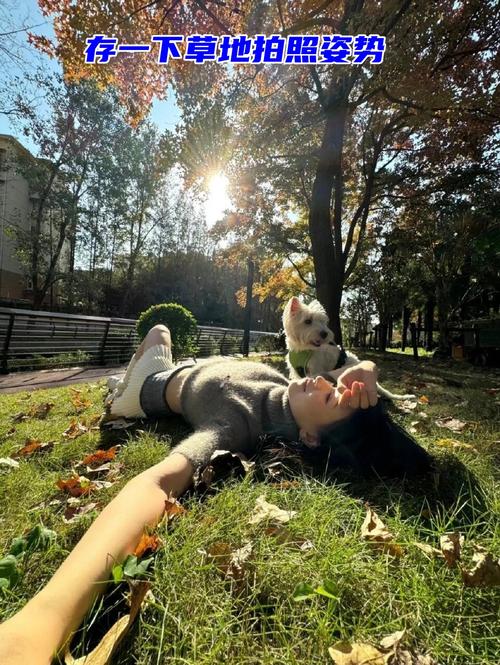 草地拍照姿势图片_草地柔光拍出清新照，姿势服装要选对！